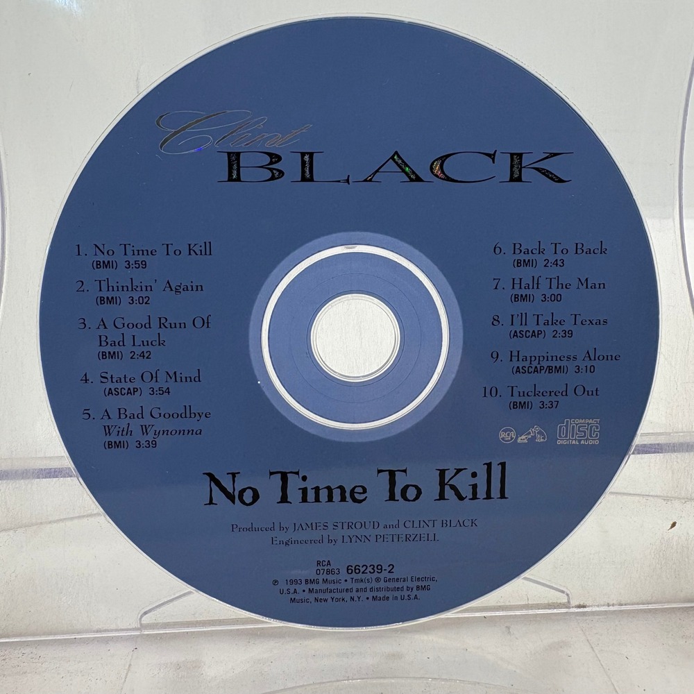 Clint Black No Time‎ To Kill CD Album 1993 RCA 66239-2 Country Music Disc Only